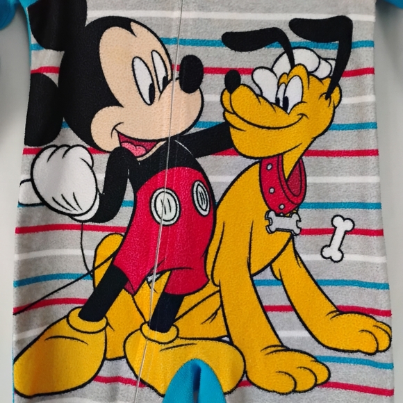 Disney Mickey Mouse & Pluto Blue Footie Pajamas Toddlers Comfy Footed Sleeper - Picture 2 of 16